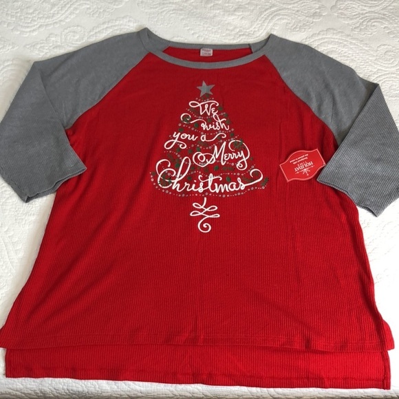 HOLIDAY TIME Tee Shirt 4/3 Sleeve Red/Gray Size 1X (16W-18W) - Picture 8 of 12
